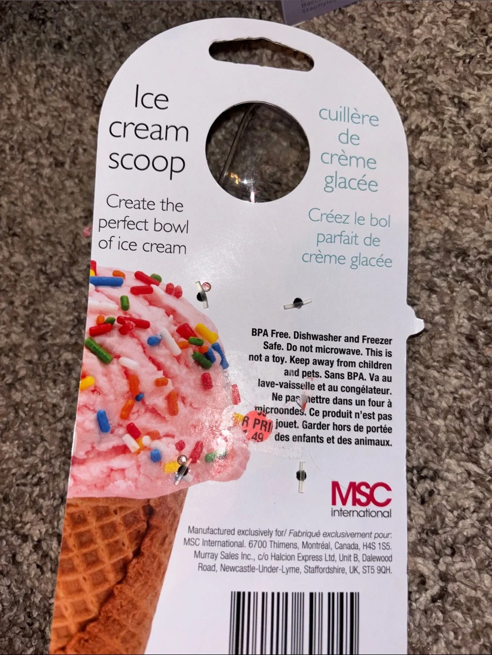 Joie Swirl Ice Cream Scoop and Spoon Set - pink with Teal Accents, Clear Heads